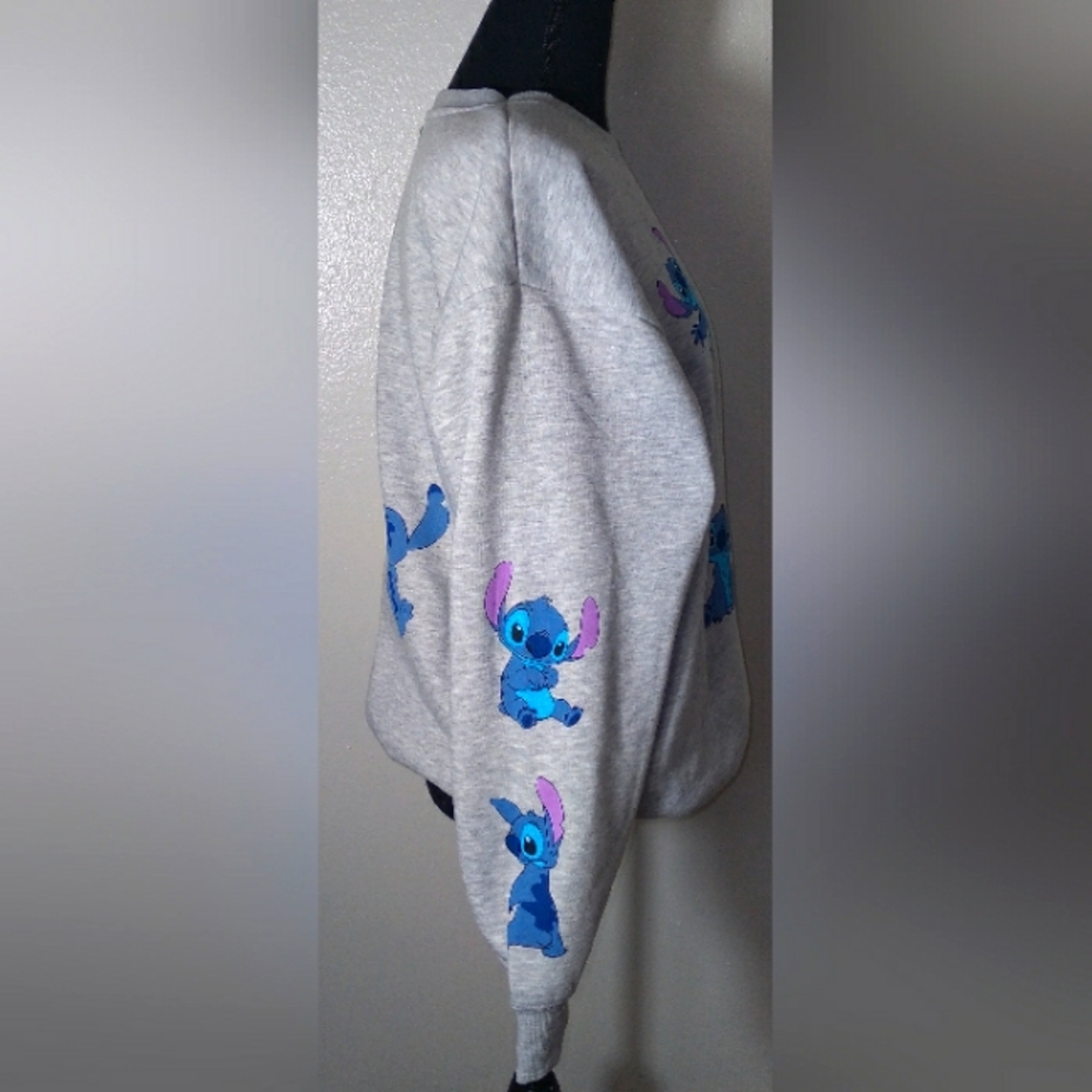Disney Stitch Women's Long Sleeve Grey Sweater - Picture 3 of 5